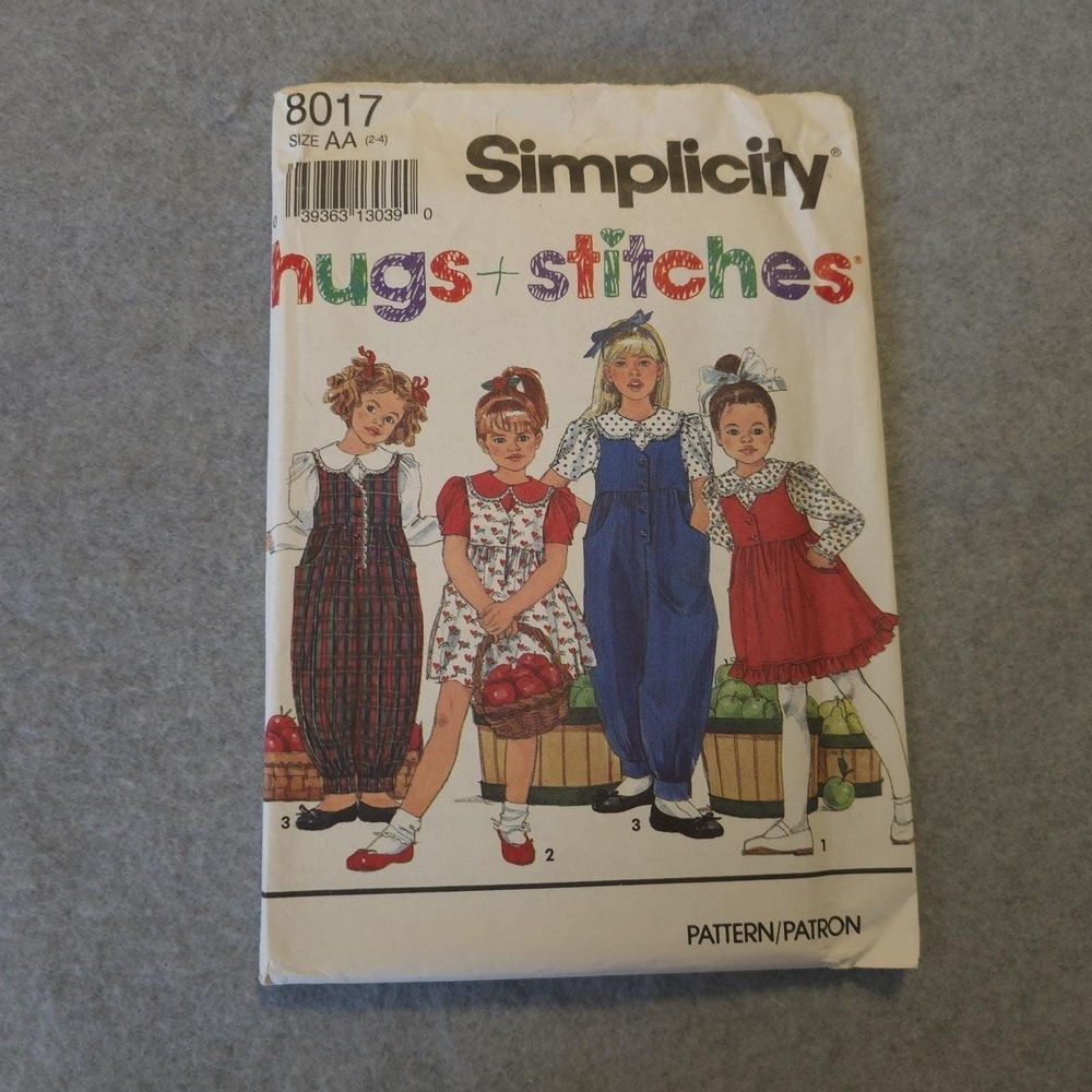 Vintage Simplicity 8017 Hugs + Stitches Girl Dress Jumper Pattern 2-4 UNCUT‎